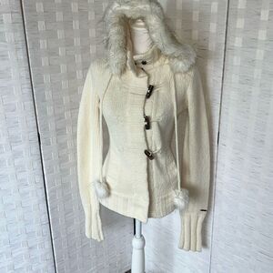 Vintage Hooch Wool-blend Ski Bunny  Hooded Sweater Cream Small